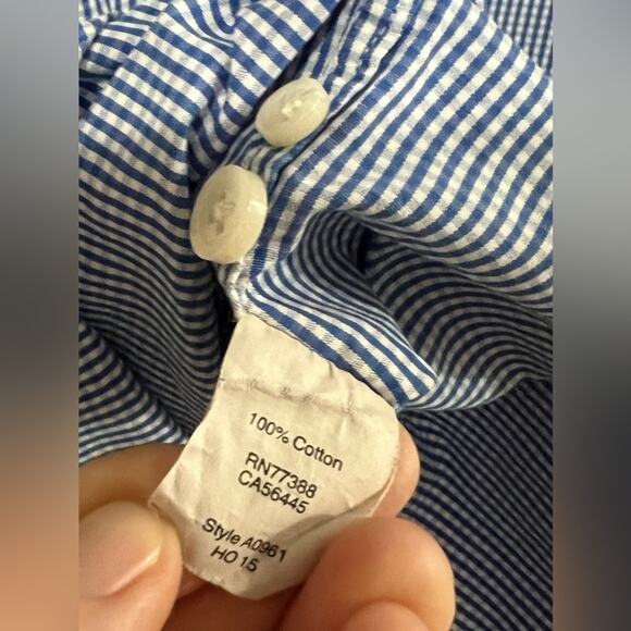 J.Crew (Thomas Shirtings) Men’s 80's 2-Ply Cotton Gingham Button Shirt, Size L - Picture 5 of 8